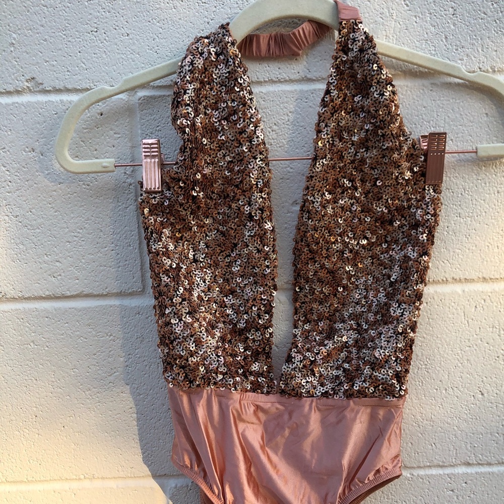Blush Sequence Halter Bodysuit
